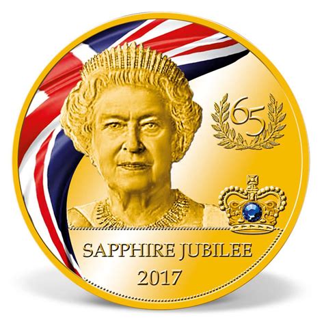 Queen Elizabeth II - Sapphire Jubilee Commemorative Coin | Gold-Layered | Gold | American Mint