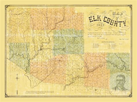 Elk County Pennsylvania Vintage Map From 1855 Old County - Etsy