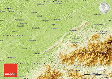 Physical Map of Blount County