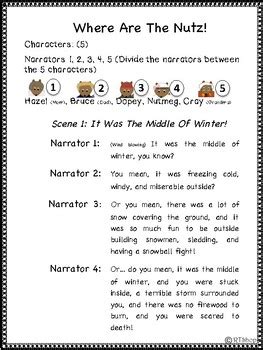 Reader's Theater Script, Winter and Squirrels 1st Scene FREE, Reading ...