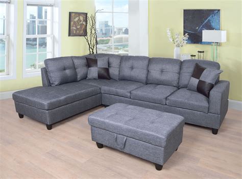 Raphael Sectional Sofa Left Facing with Ottoman, Multiple Colors ...