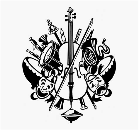 Music Instruments Black And White Clipart