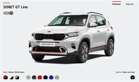 Kia Sonet colours (Tech & GT Line) revealed on website - Total 20 Options