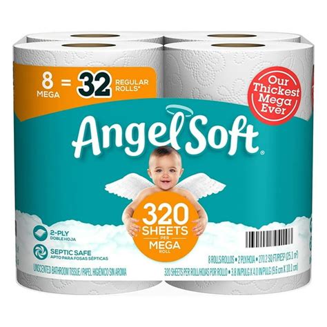 Angel Soft Toilet Paper, 2 Ply Tissue Roll - Ultra Soft, Clog & Septic Safe Bath Tissue for Home ...