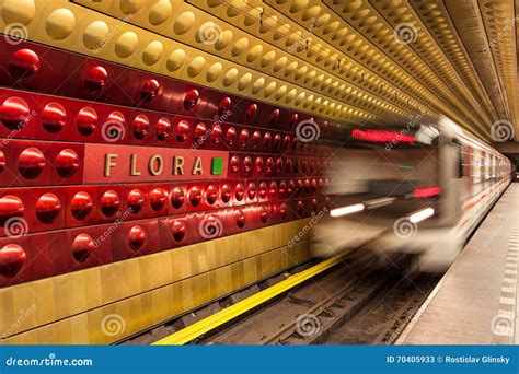 Metro station in Prague. stock image. Image of railroad - 70405933