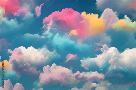 Pastel Cloud Background, cotton candy clouds, Rainbow Cloud Background ...