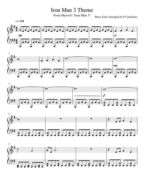 Iron Man 3 Theme sheet music for Piano download free in PDF or MIDI