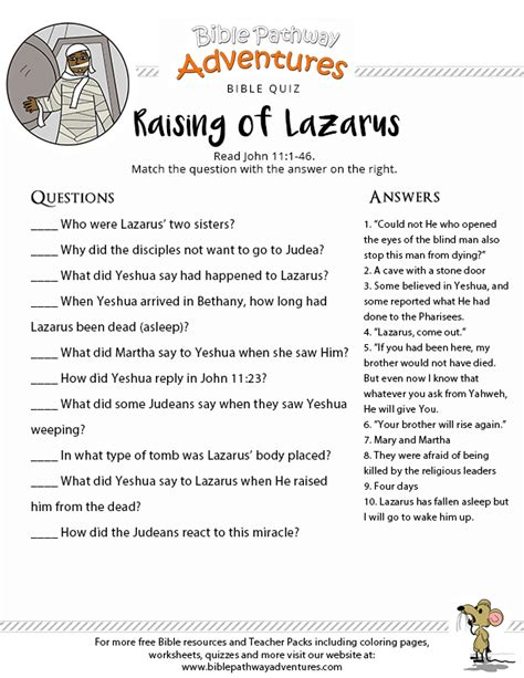 Printable Jesus Raises Lazarus Activity Sheets - Printable Calendars AT ...