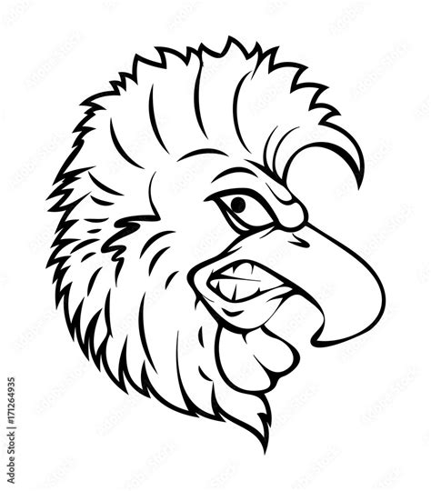 Angry Bird Face Vector Drawing Stock Vector | Adobe Stock