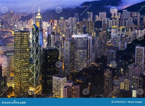 Hong Kong Night Skyline stock photo. Image of busy, buildings - 23763182