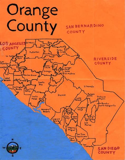 Oil paint map of Orange County done on commission | California map, San bernardino county ...