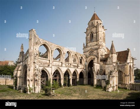 Remains of an ancient and abandoned gothic cathedral in northern france ...