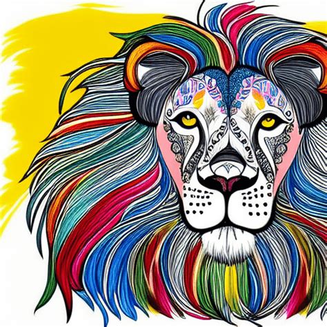 Lion Painting 4k Digital Detailed Vibrant and Colorful · Creative Fabrica