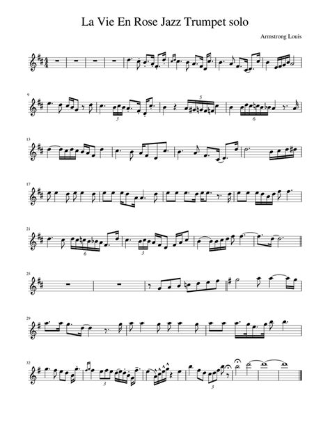 La Vie En Rose Jazz Trumpet solo Sheet music for Trumpet in b-flat ...