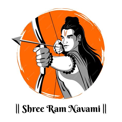 Premium Vector | Shree ram navami celebration lord rama with bow and arrow