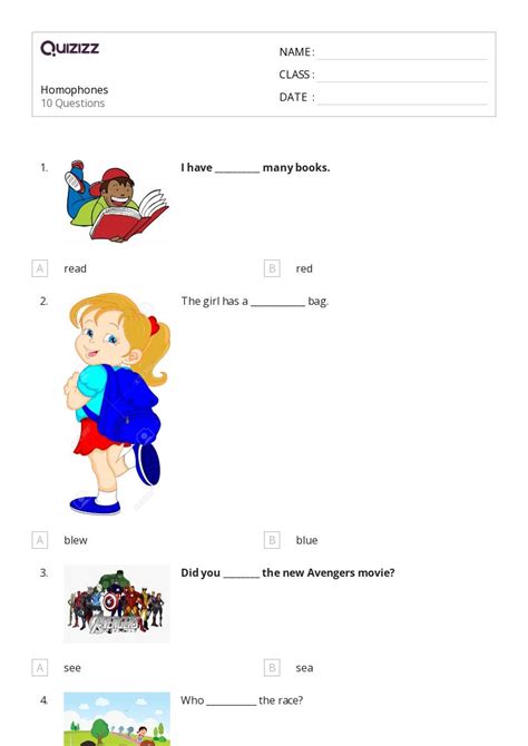 50+ Homophones and Homographs worksheets for 1st Grade on Quizizz | Free & Printable