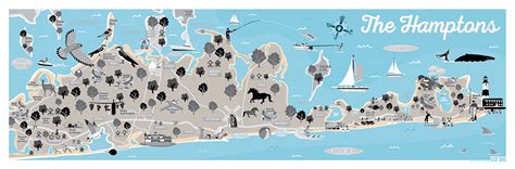 The Hamptons Map Illustration | Illustrated map, New york art, The hamptons