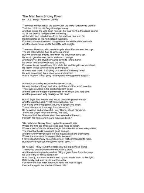 The Man From Snowy River Poem | Download Free PDF | Horses | Equus (Genus)