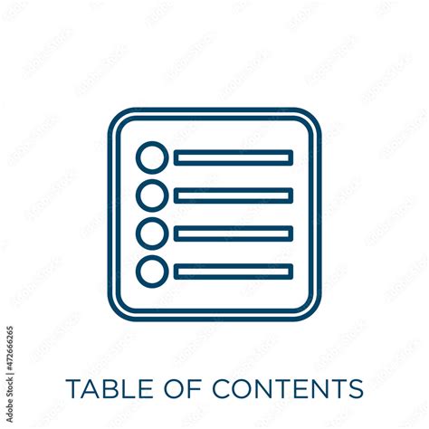 table of contents icon. Thin linear table of contents outline icon ...