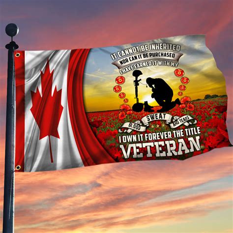 Veteran Canada Flag Forever The Title Veteran Poppy Flowers Canadian Veteran Grommet Flag ...