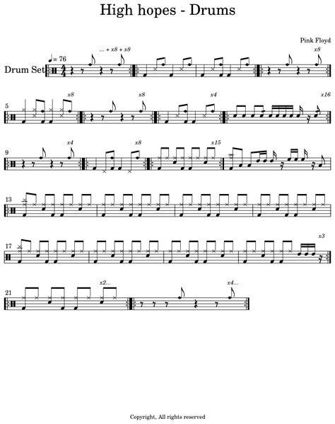 High hopes - Drums - Sheet music for Drum Set