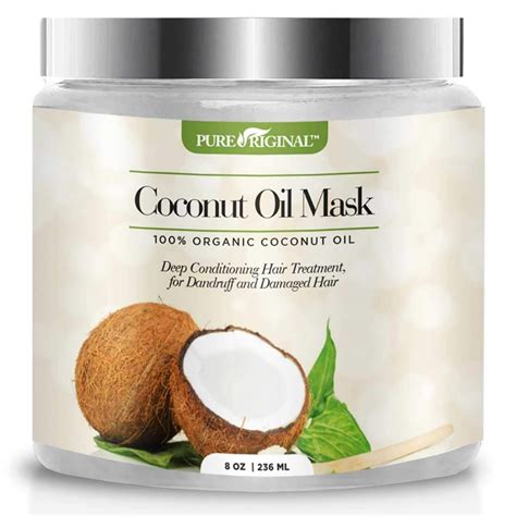 Pure Original Organic Coconut Oil Hair Mask, Natural Hair Care Treatment - Hydrating ...