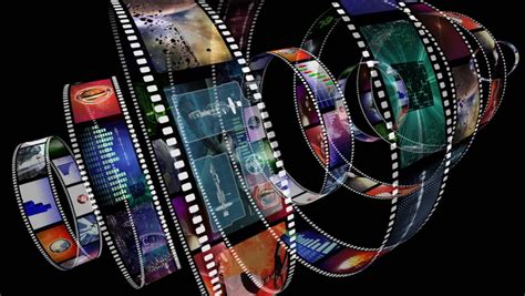 Animation Of Rotating Film Reels With A Variety Of Clips Stock Footage ...