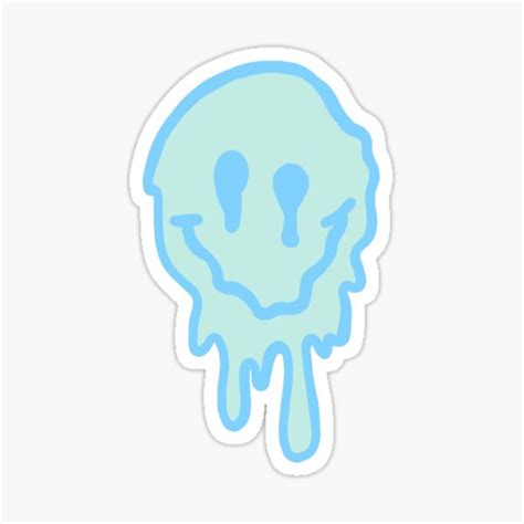 "Blue and Green Drippy Smiley Face" Sticker for Sale by larakoelliker ...