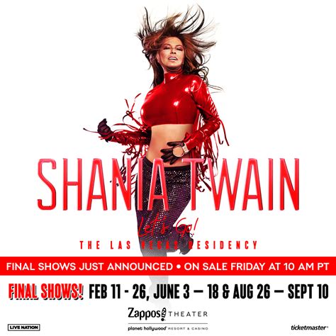 Pressroom | SHANIA TWAIN ANNOUNCES FINAL SHOW DATES FOR SHANIA TWAIN ...