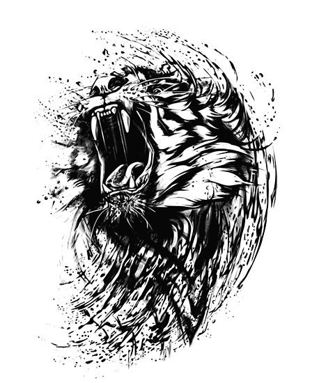 "Wild Angry Tiger Sketch Drawing " Photographic Print by PrintPress ...