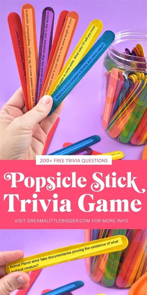 popsicle stick trivia game with text overlay that says popsicle stick ...