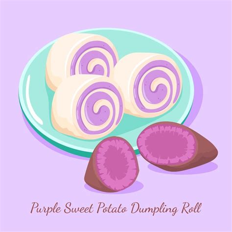 Premium Vector | Purple Sweet Potato Dumpling Roll
