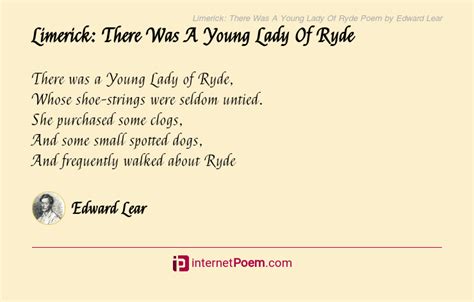 Limerick: There Was A Young Lady Of Ryde Poem by Edward Lear