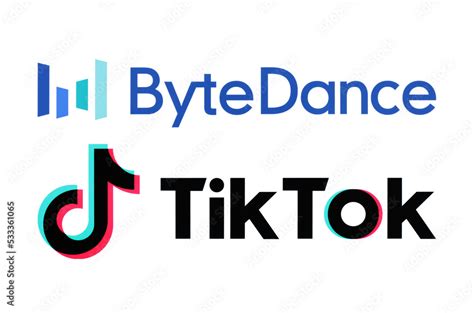 ByteDance and TikTok logos printed on white paper. TikTok is a video ...