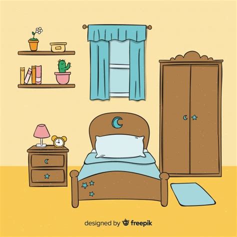 Cartoon Drawing For Kids Room : Bedroom Illustration Home Decor ...