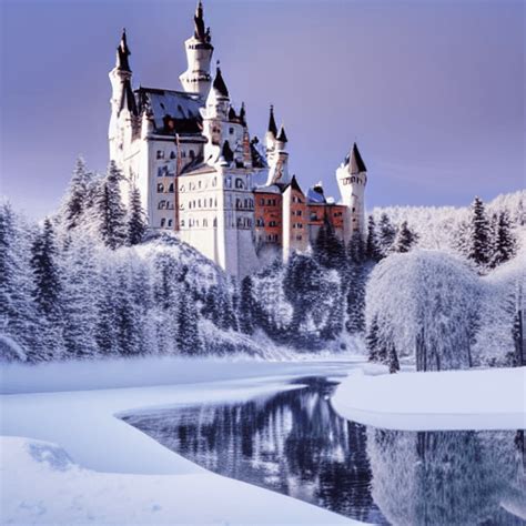 Neuschwanstein Castle Winter Background Clipart