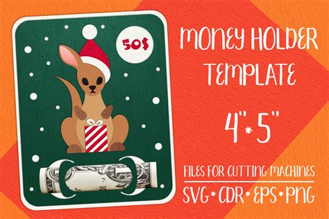 Kangaroo Christmas Card | Money Holder Graphic by Olga Belova · Creative Fabrica