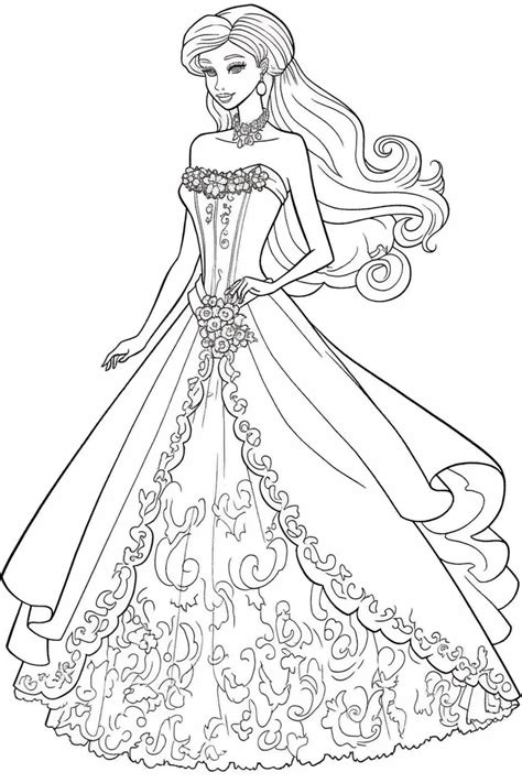 Cute Barbie Coloring Pages Princess Fashion - Full Size Printable