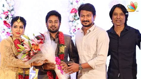 SJ Surya, Udhayanidhi Stalin at Pichaikkaran actress Satna Titus Wedding Reception - YouTube