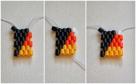 Candy Corn inspired Perler Bead Bracelet 2 | Perler beads, Candy corn ...