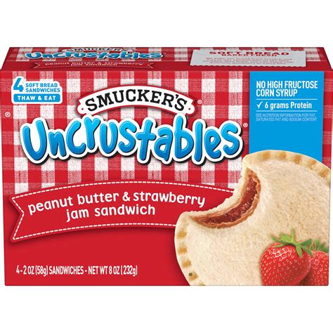 Smucker's Uncrustables Peanut Butter & Strawberry Jam Sandwich, 8 oz, 4 Count (Frozen) - Walmart.com