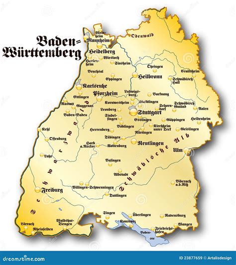 Map of Baden-Wuerttemberg stock illustration. Illustration of state ...