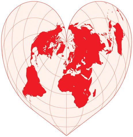 World Heart Shaped Map in Red