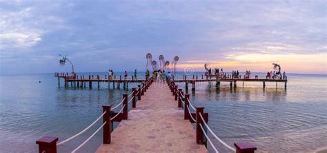 Sunset in Phu Quoc Beach with Nice View. Tourists, Sunbeds and Umbrellas on Beautiful Day in ...