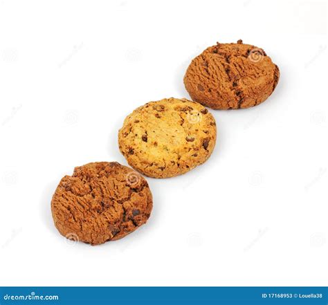 Plain and Chocolate Chip Cookies Angle Stock Image - Image of delicious ...