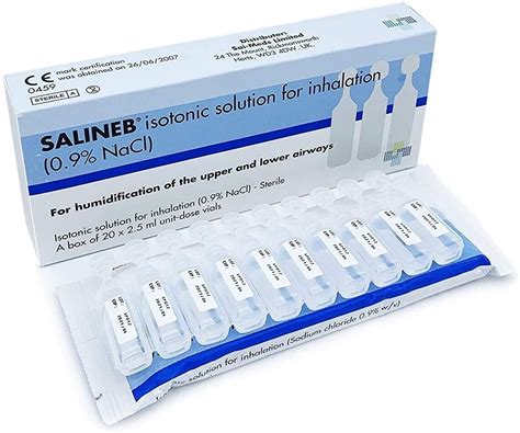 Salineb Isotonic 0.9% Sodium Chloride NaCl Inhalation Saline Solution 20 x 2.5ml 5060439190173 ...