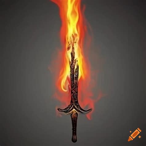 Artistic illustration of a flaming sword