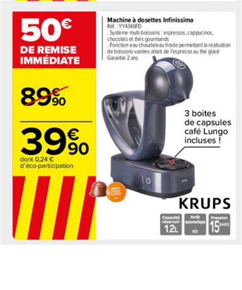 Promo Machine à Dosettes Infinissima Krups chez Carrefour Market