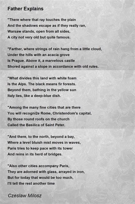 Father Explains Poem by Czeslaw Milosz - Poem Hunter