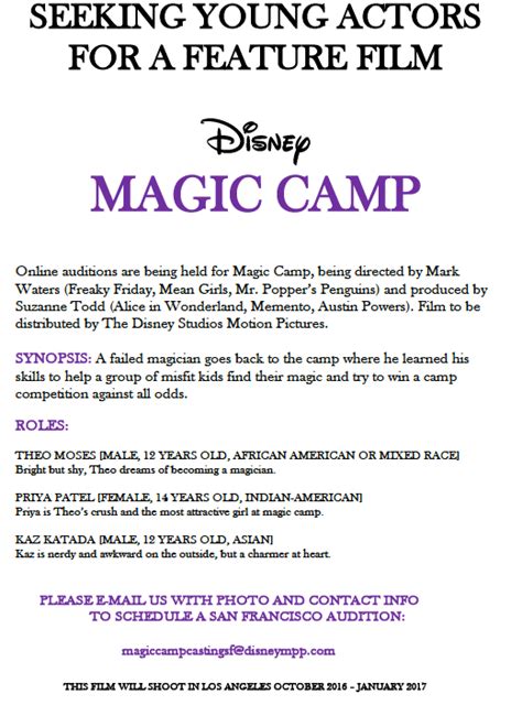 Disney Auditions for Kids, Disney Movie “Magic Camp” Major Roles | Auditions Free